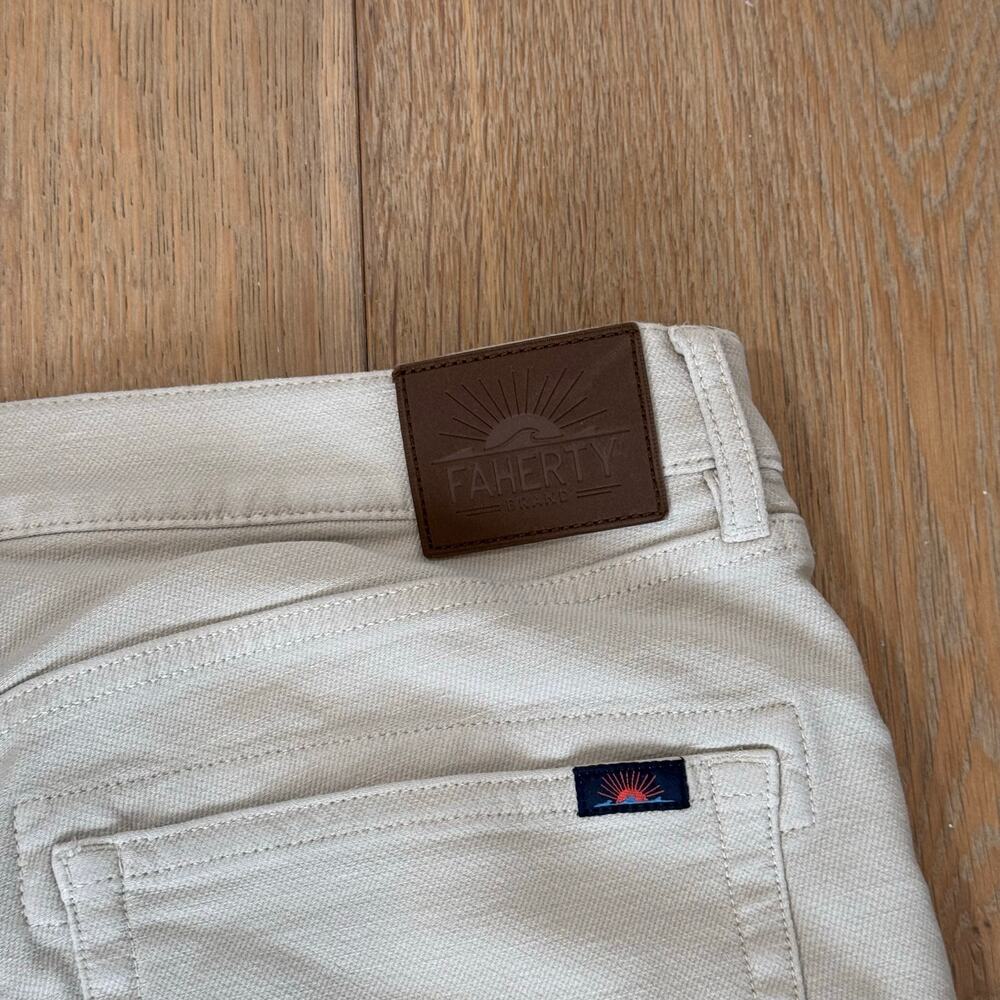 Faherty Terry Stretch Five Pocket Canvas Pants. Casual, Preppy, Comfort Jeans - Picture 4 of 9